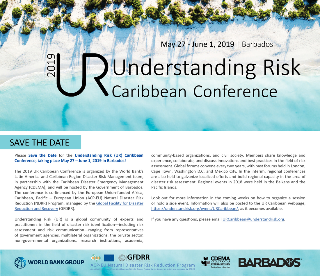 Understanding Risk (UR) Caribbean Conference May 27 June 1, 2019
