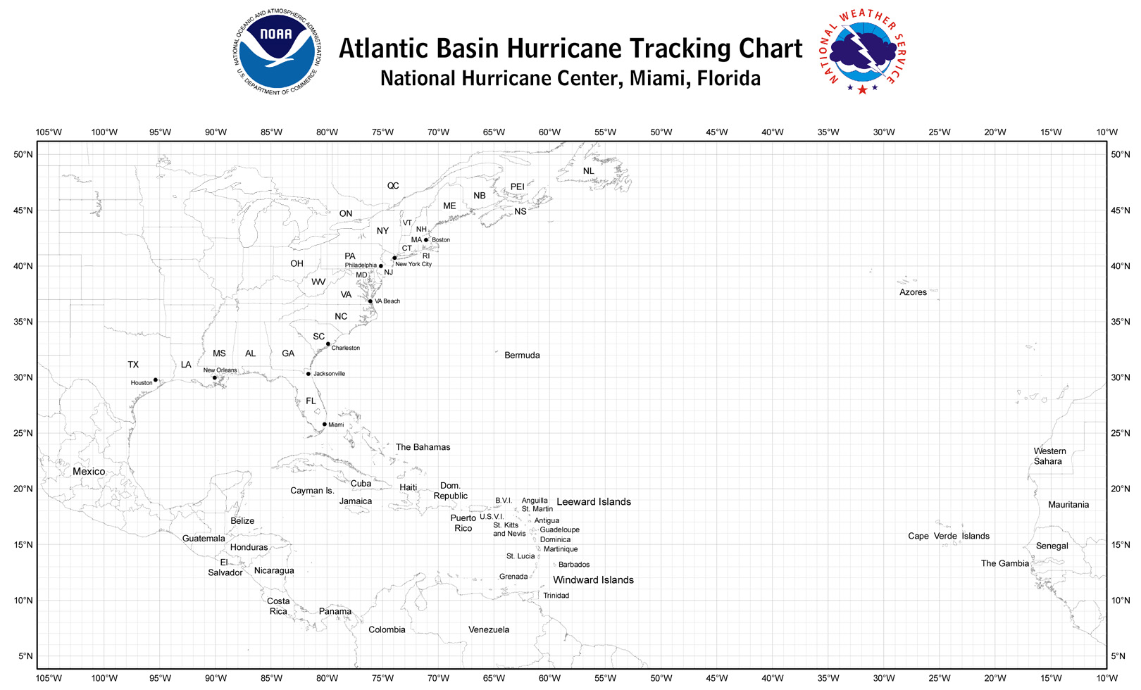 NOAA Atlantic hurricane tracking chart preview
